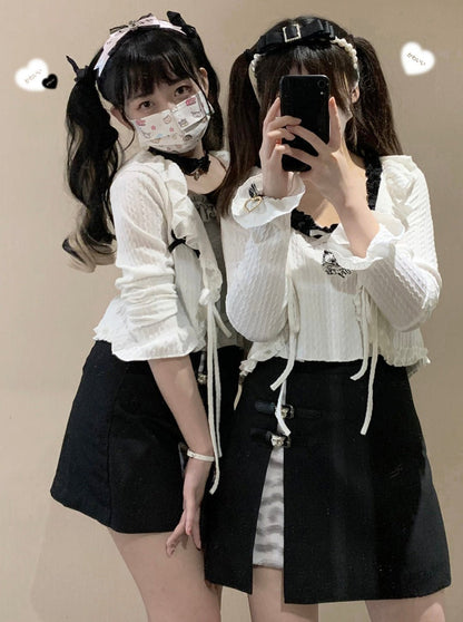 Salty Cream Race Apribon Twist Cardigan