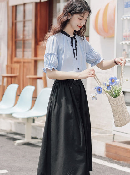 Lce Flared Long + Rock Shirt Retro Sommer Blau