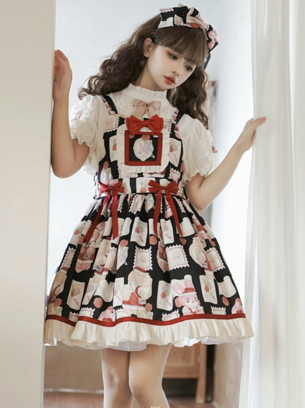 Lolita Lace-up Blouse Dress Suspender Lolita
