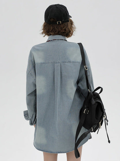 ルーズタイデニムレトロジャケット+シャツアメリカン