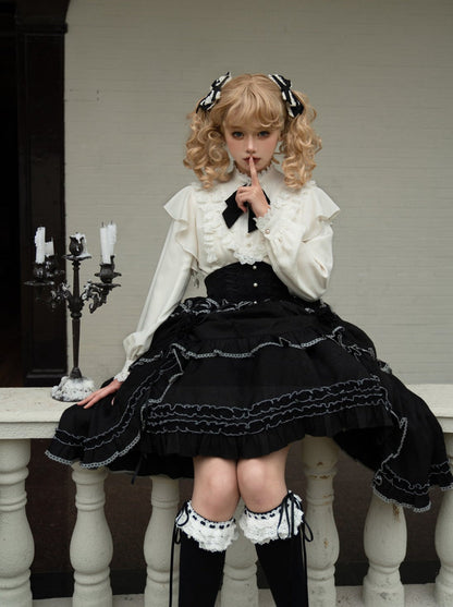 アシンメトリースカート エレガントなフリルフレアブラウス