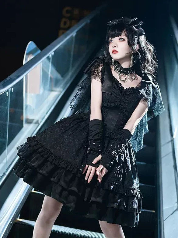 Dress Sleeve Fishbone Lolita Flying Waist