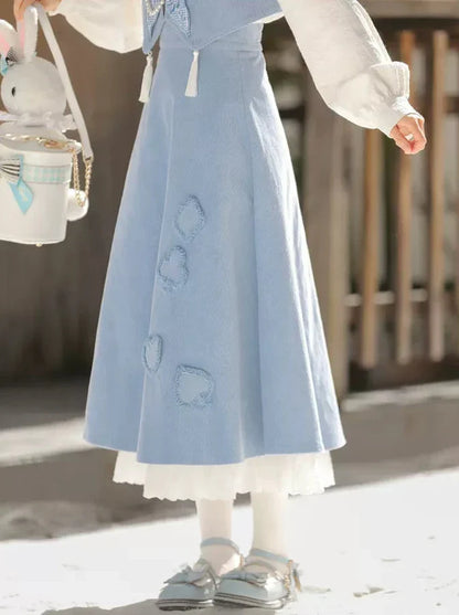 Weste Blau Wald Rüschen Schmetterling Rock China Blau Hemd