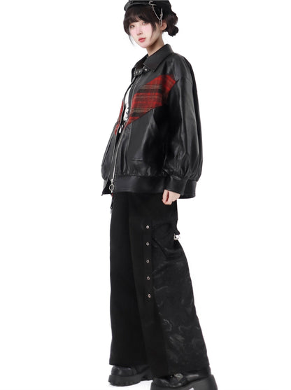 Dragon Check Plus Velvet Leather Jacket Suit