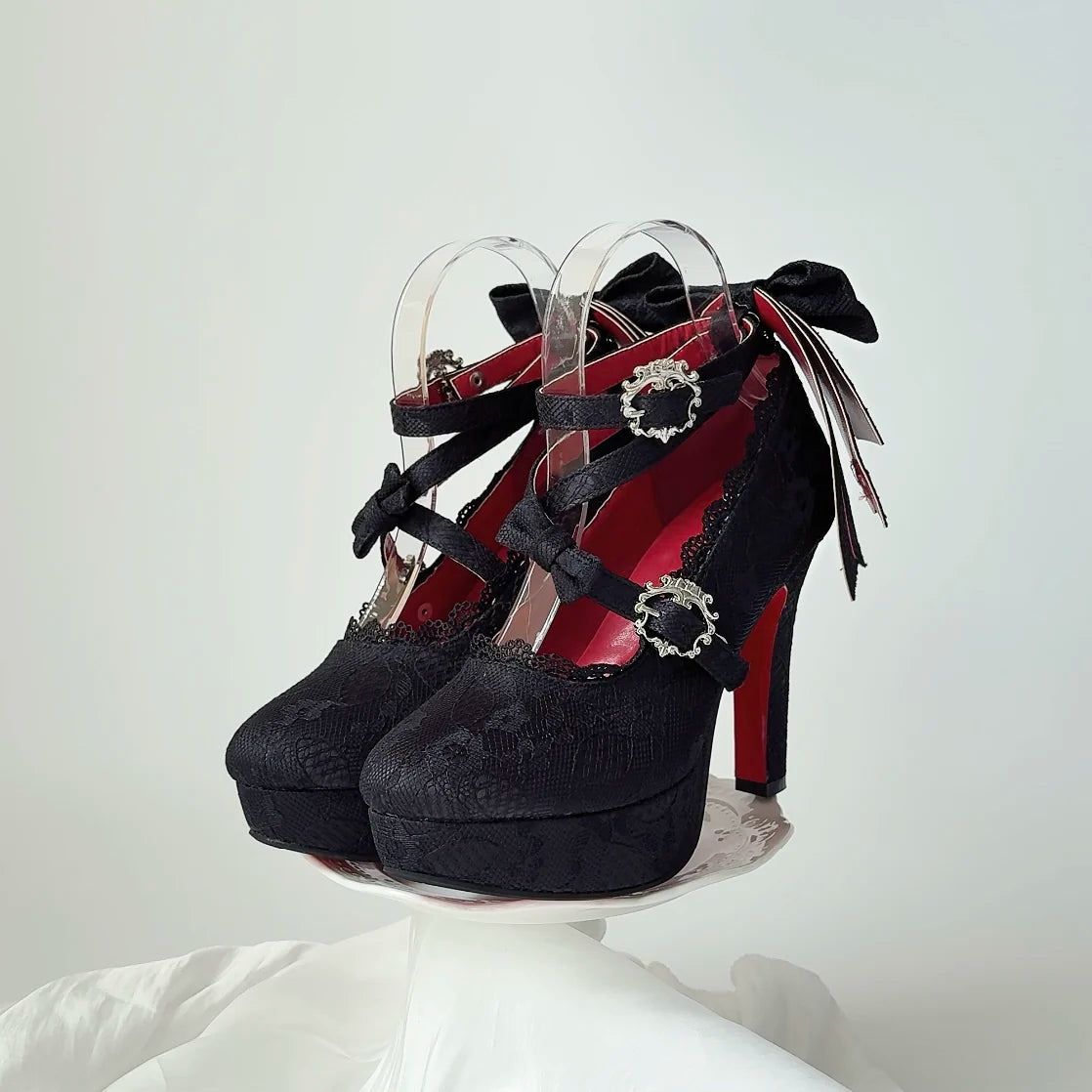Holy Relic Cross Lace Black shoes with textured upper