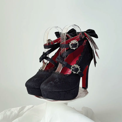Holy Relic Cross Lace Black shoes with textured upper