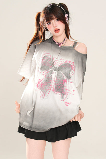 リボンTシャツ メロディー ストラップレス