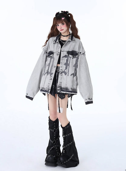 Retro Denim American Loose Street Design Niche Jacket Bike