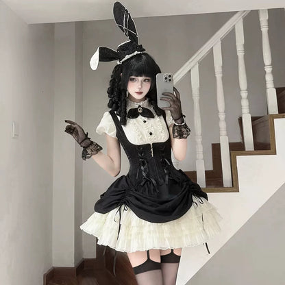 Bloé Rabbit Lolita JSK – Boned Waist-Cinching Princess Dress | Caramel Antique