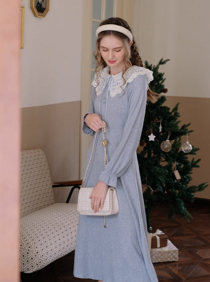 ドレス ブルー レトロ エレガント