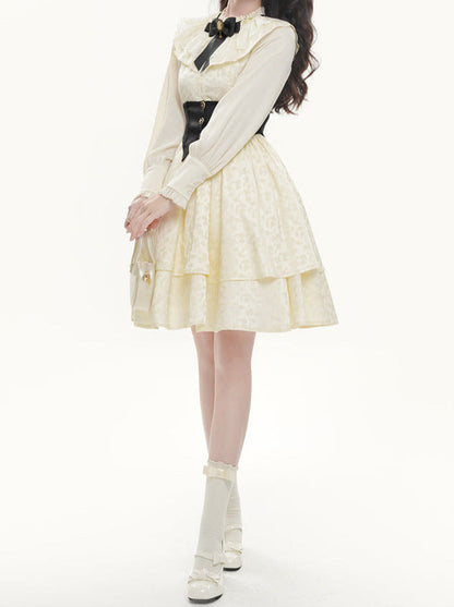 French Moon Style Long Palace Dress Cake Jacquard Candle Dress