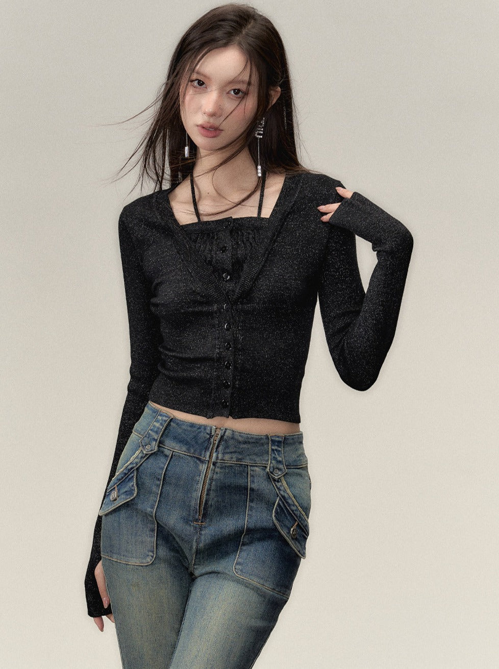 Gefälschte zweiteilige Ramewest Slim Tops