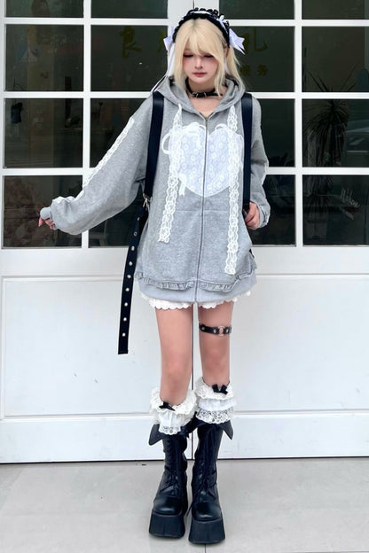 Zip-Through Chill Hoodie Hooded Lace