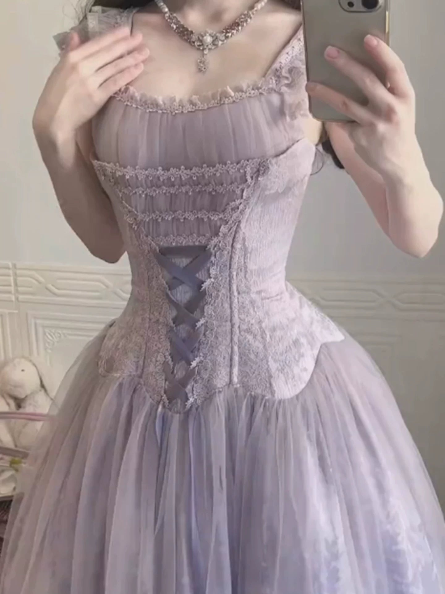 Lolita Purple Princess Gown – Waist-Cinching Formal Dress