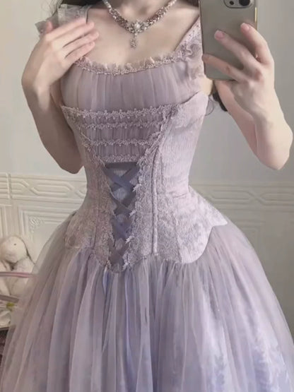 Lolita Purple Princess Gown – Waist-Cinching Formal Dress
