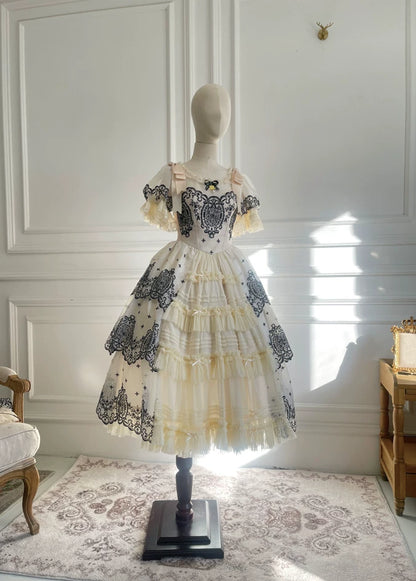 Beige Long OP Dress from Unideer's Butterfly Orchid Note collection