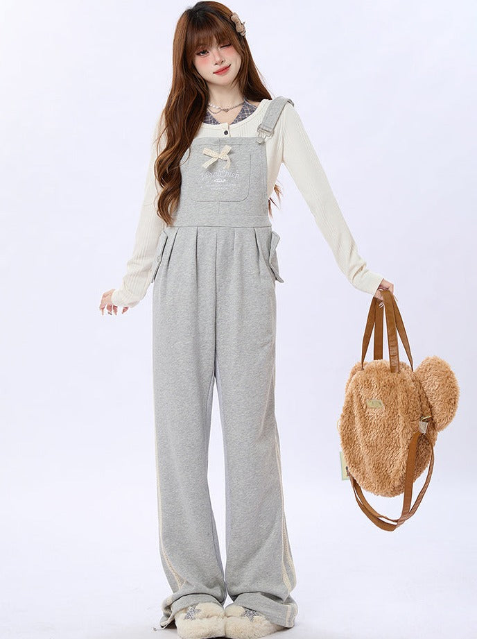 Sweet Loose Straight Casual Overalls High Waist