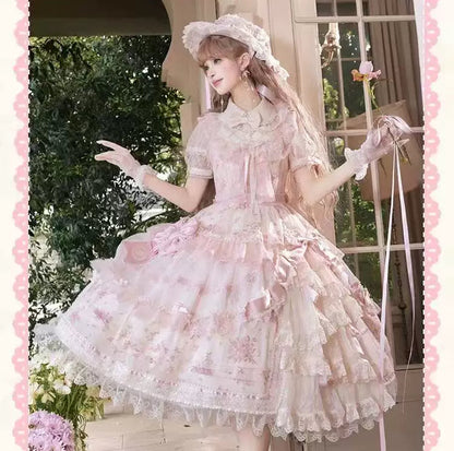Angel Cat Blooming Wishes Vintage Lolita Dress – JSK & OP Original Design [Deposit]