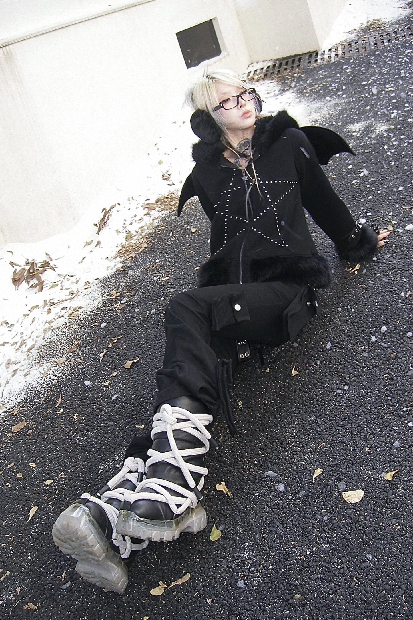 Dark Pentagram Coat Patchwork Hoodie