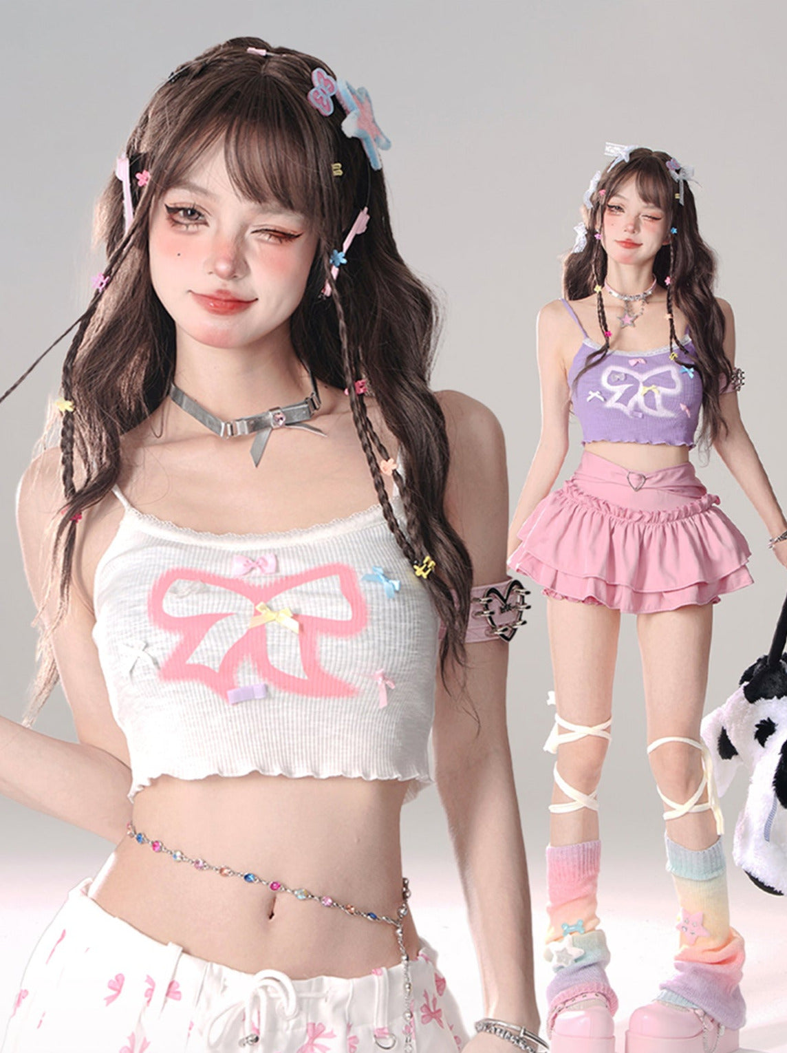 リボンショートガーリーキャミソール