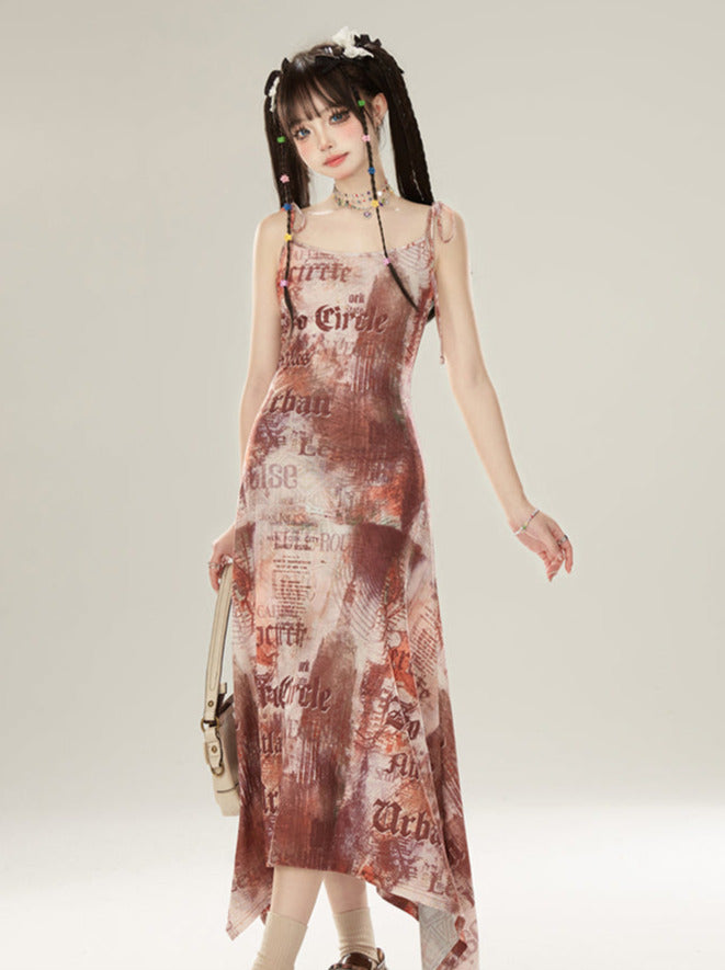 ドレス デジタル イレギュラー プリント サスペンダー アメリカン