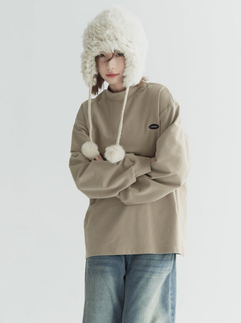 Casual Collar Loose-bottomed Top Half-high