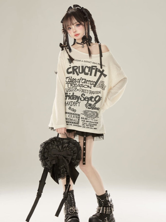 パンクブラックスカートメッシュ