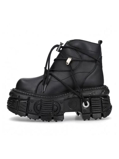 ショートプラットフォームダークメタルパンクブーツレースアップ