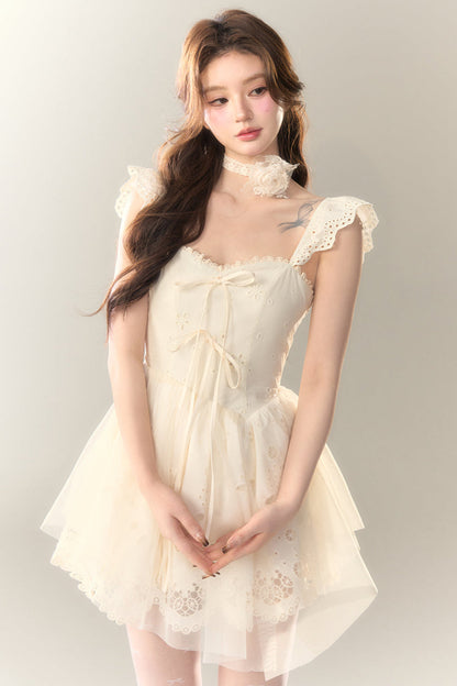 Stickereikleid Baumwolle Blume Weiß