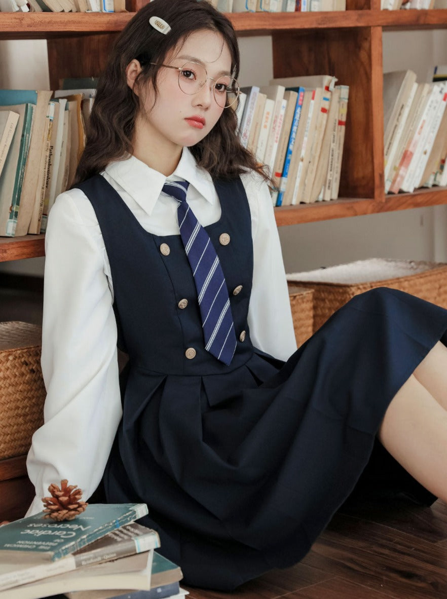 Retro Dress Bottled Shirt Style College American