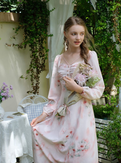 ドレス 花柄 レトロ エレガント