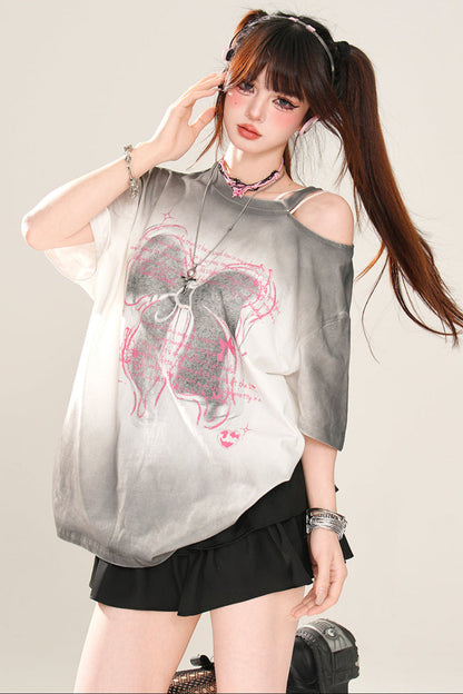 リボンTシャツ メロディー ストラップレス