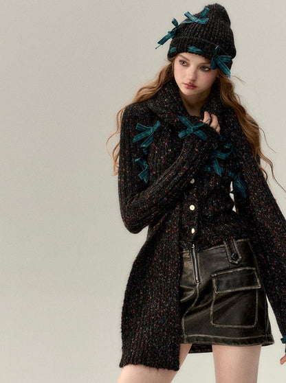 Ribbon Ribbed Knit Top + Ribbon Knit Hat + Knit Flowers