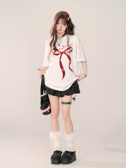 Loose T-Shirt Ribbon Lace Party