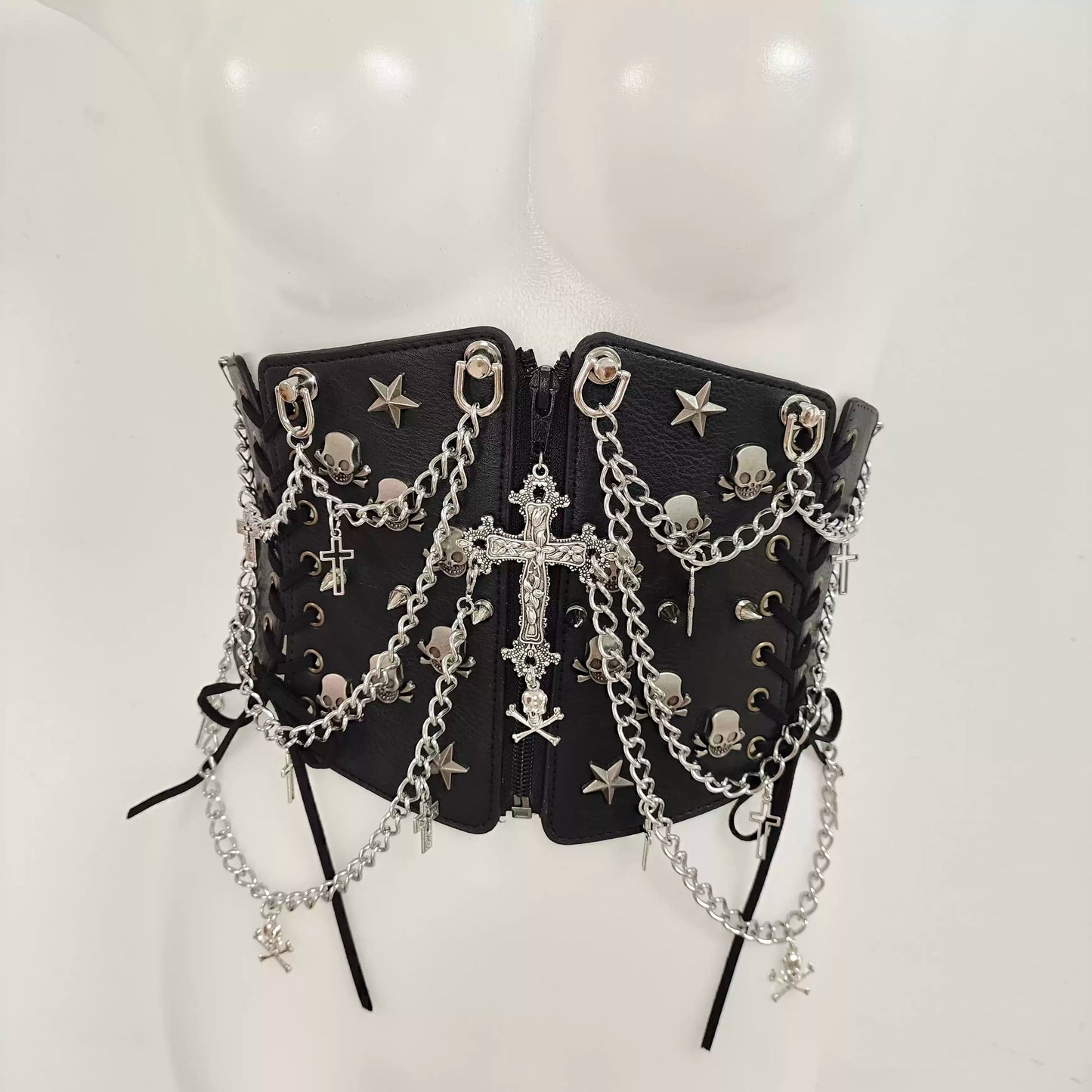 Y2K Gothic Lolita Punk Millennium Cross Cummerbund Corset