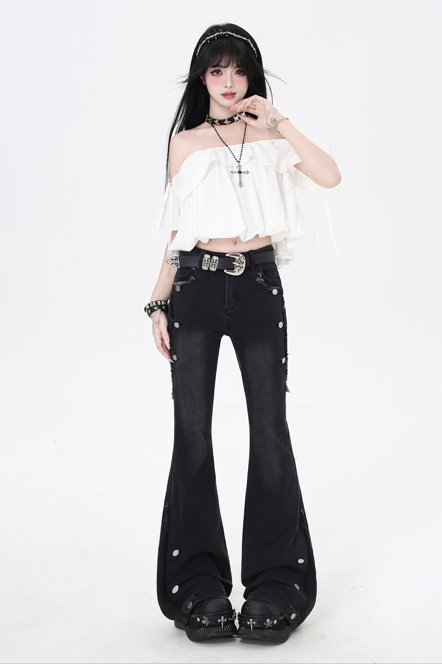 Drawstring One-Shoulder Skirt Top 3-Style