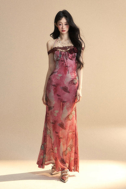 Rückenfreies Maxikleid aus Spitze