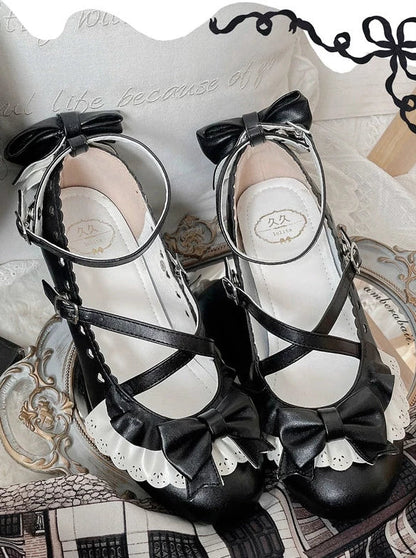 Shoes Heel Lace Elegant Original Lolita Mid