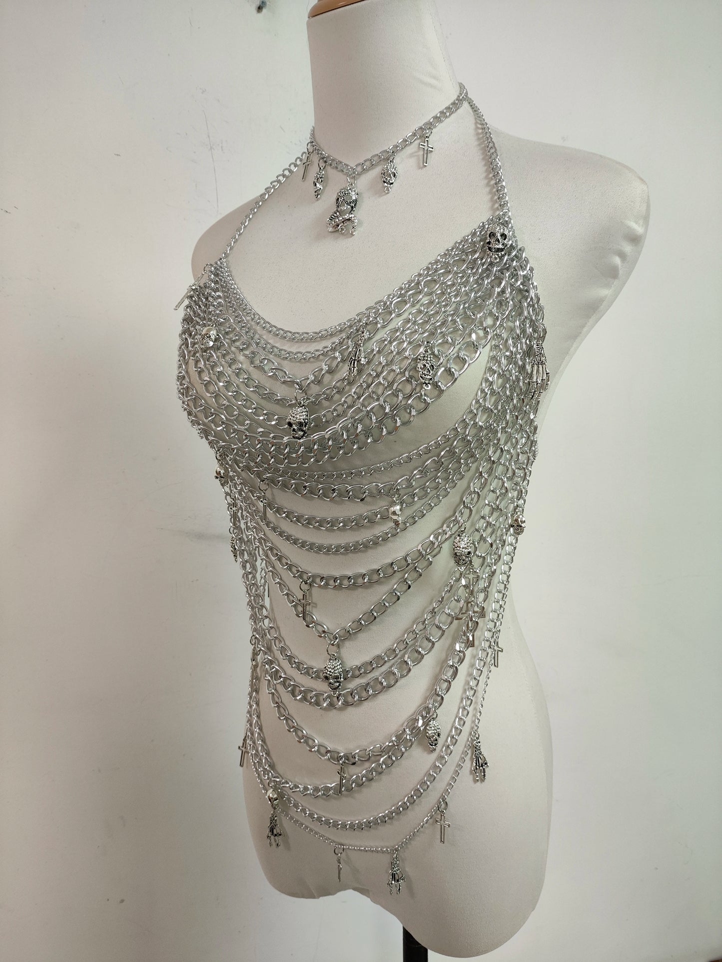 Halloween Skeleton Feast Aluminum Chain Cross Splicing Silver Pack