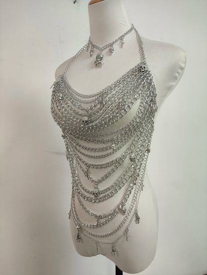 Halloween Skeleton Feast Aluminum Chain Cross Splicing Silver Pack