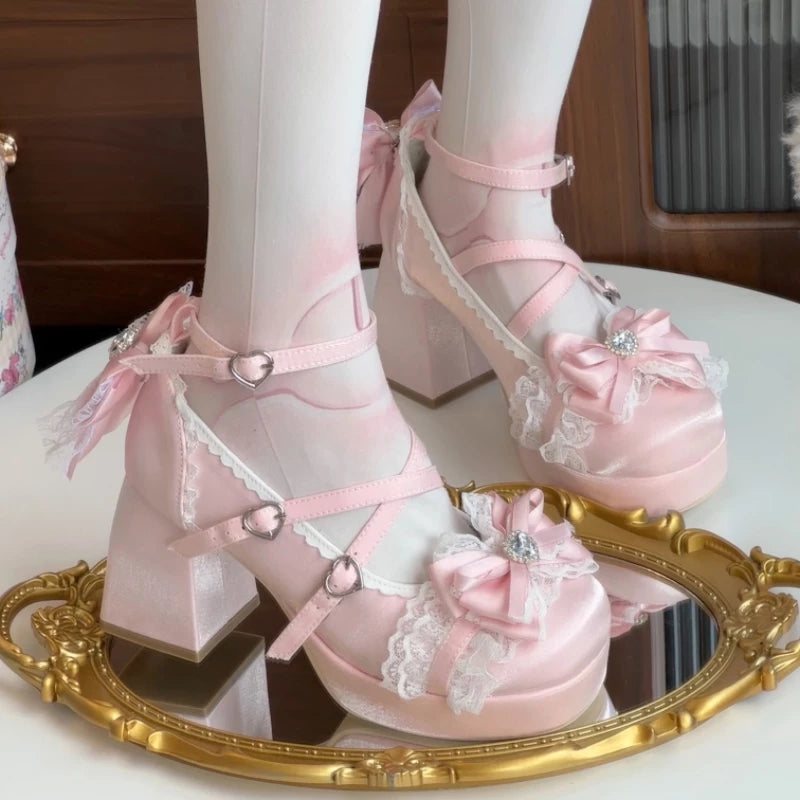 Light Pink Ballet Sweetheart Lolita heels worn with socks