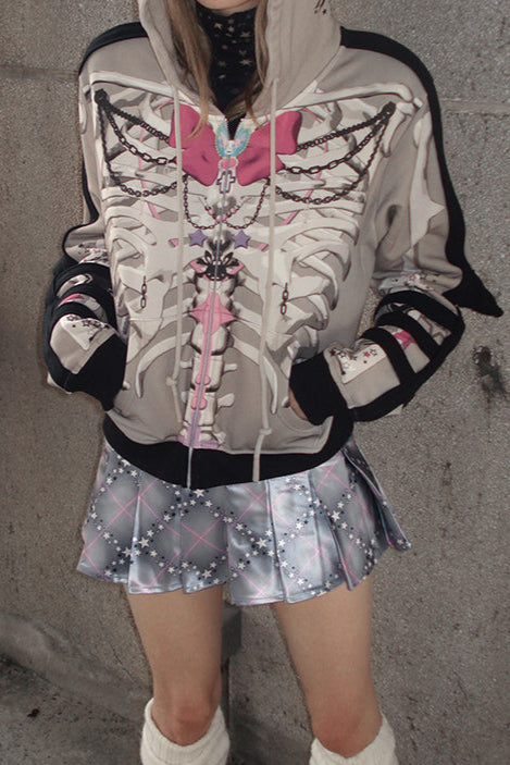 Kapuzenpullover mit Schleife, Sweatshirt mit Tiermuster