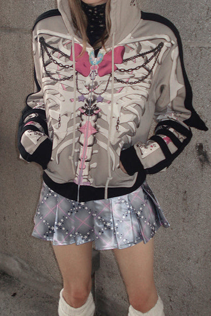 Kapuzenpullover mit Schleife, Sweatshirt mit Tiermuster