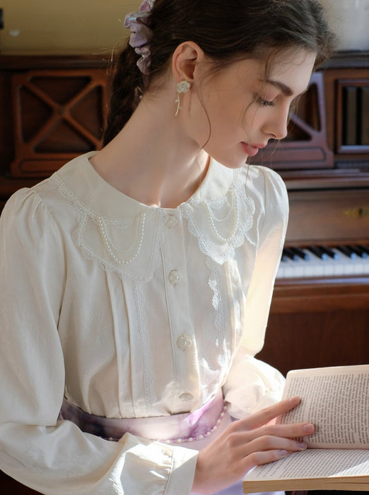 Weiße Bluse Retro Moonlight