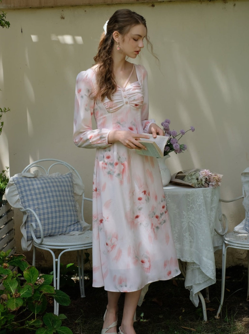 ドレス 花柄 レトロ エレガント