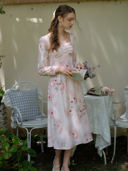 ドレス 花柄 レトロ エレガント