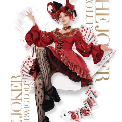 Red Decisive Chess Pieces Gothic Lolita outfit with hat