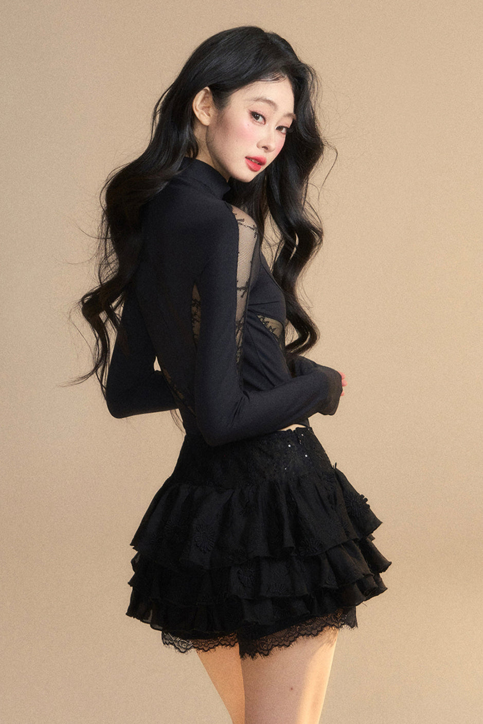 Tight Chic Black Reservations Top Lace Sheer