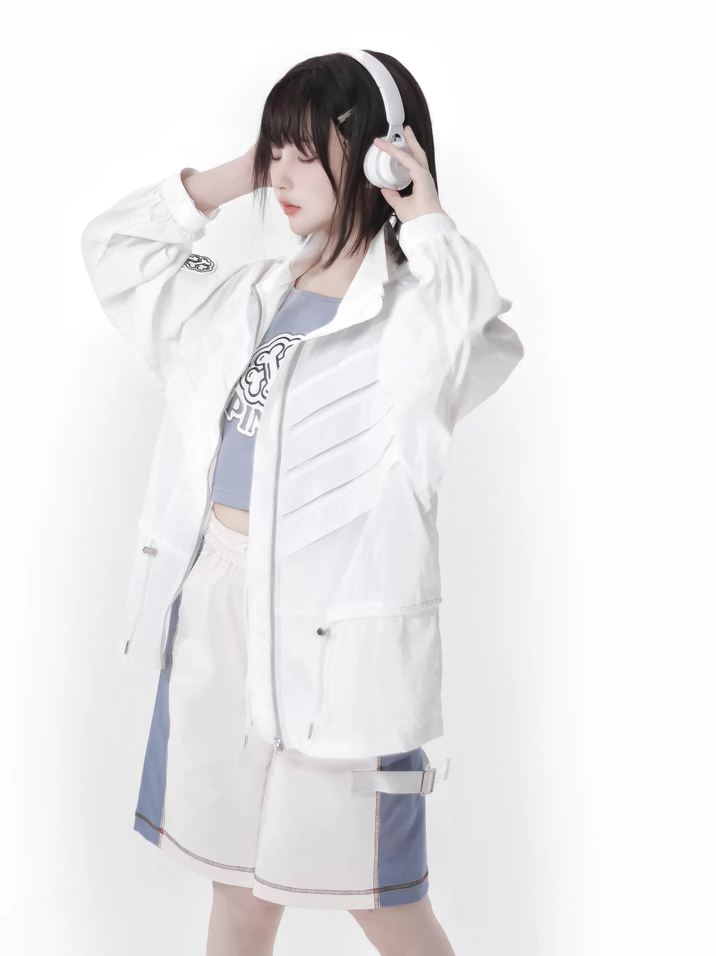 Anzug Farbe Skelett Sommer Jacke Blau Weiß Frische Invasion Sonnenschutz