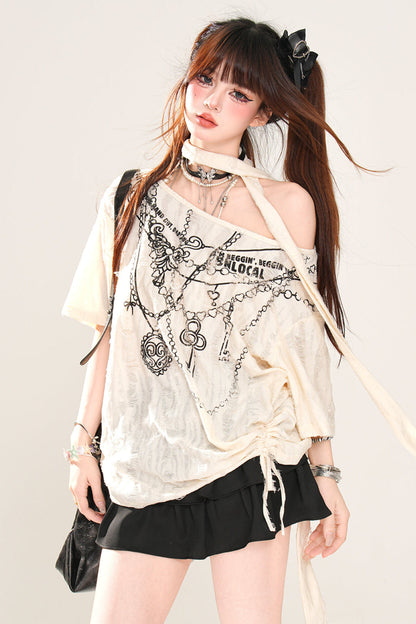 ワンショルダーのゆったりトップス Mine